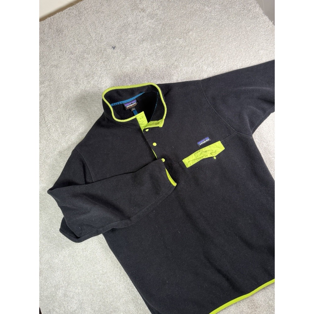 Patagonia Synchilla Snap-T Pullover Jacket Fleece Jacket Mens Large Black Neon